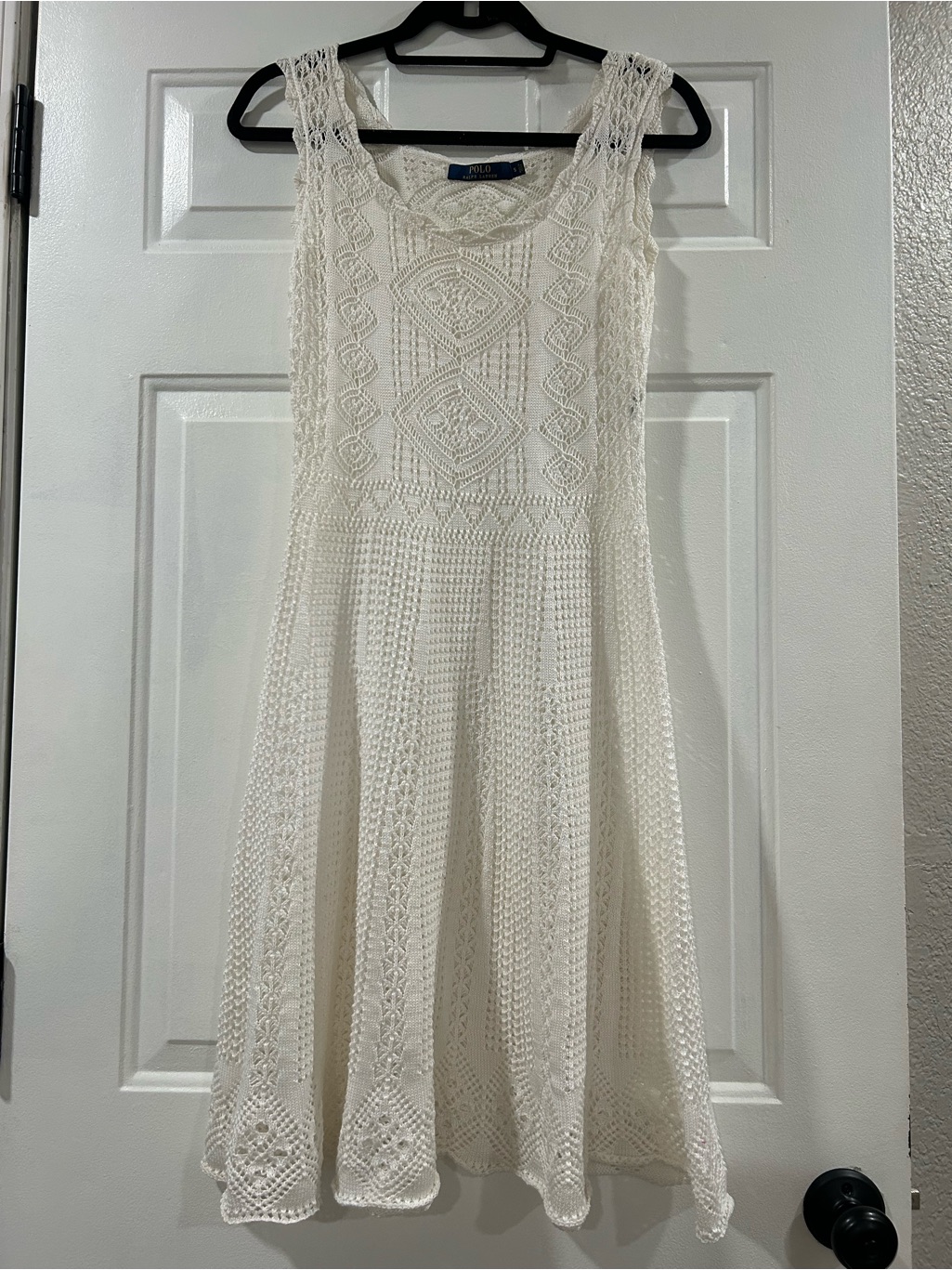 Polo Ralph Lauren Cream Crochet Fit-And-Flare Dress